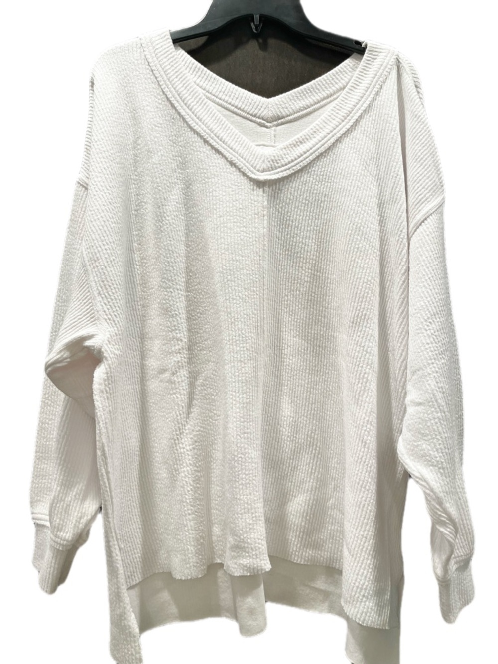 Aerie Wonder Texture V-Neck Oversized Sweatshirt - White - Large Style 3010